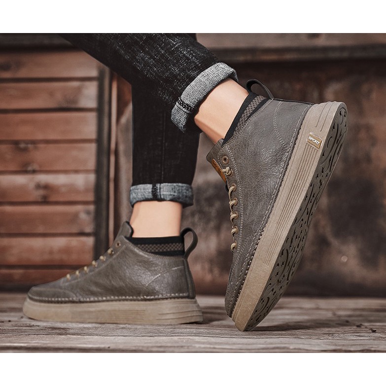 Giày boot cao cổ nam mẫu mới hot trend 2021 kiểu dáng trẻ trung, phong cách cá tính  AVI - 518