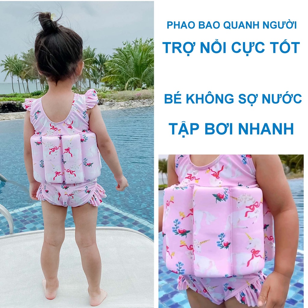 Đồ bơi cho bé gái, bé trai có phao liền tự nổi loại cao cấp đáng yêu, cute cho bé đi biển, đi bơi - Lado shop