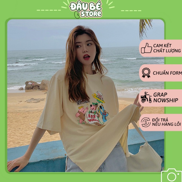 Áo Phông Form Rộng Tay Lỡ Nam Nữ Ulzzang - Áo Thun Unisex Năng Động Hoạ Tiết Dễ Thương Chất Mát - Daube - A035