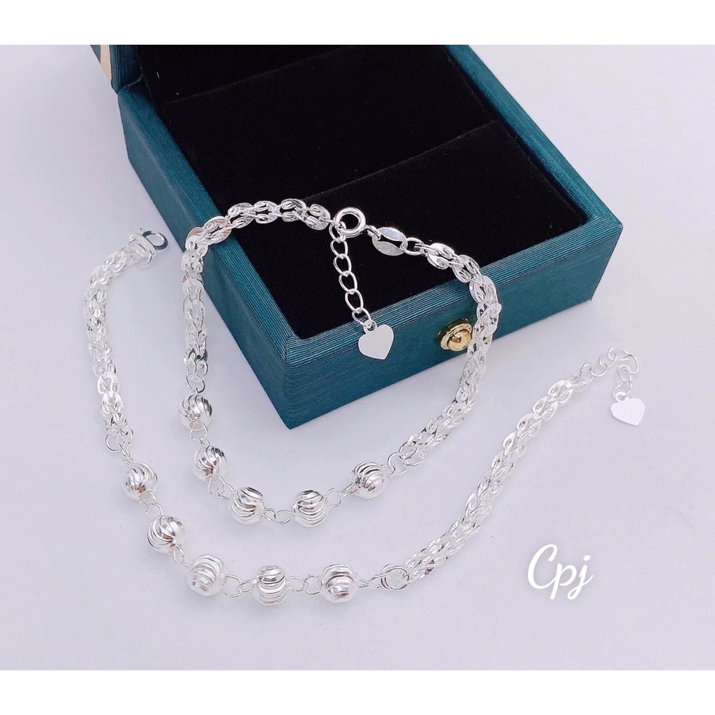 Lắc tay đuôi phụng mix bi bạc phay sáng cho nữ |Xưởng bạc Phương Cảnh