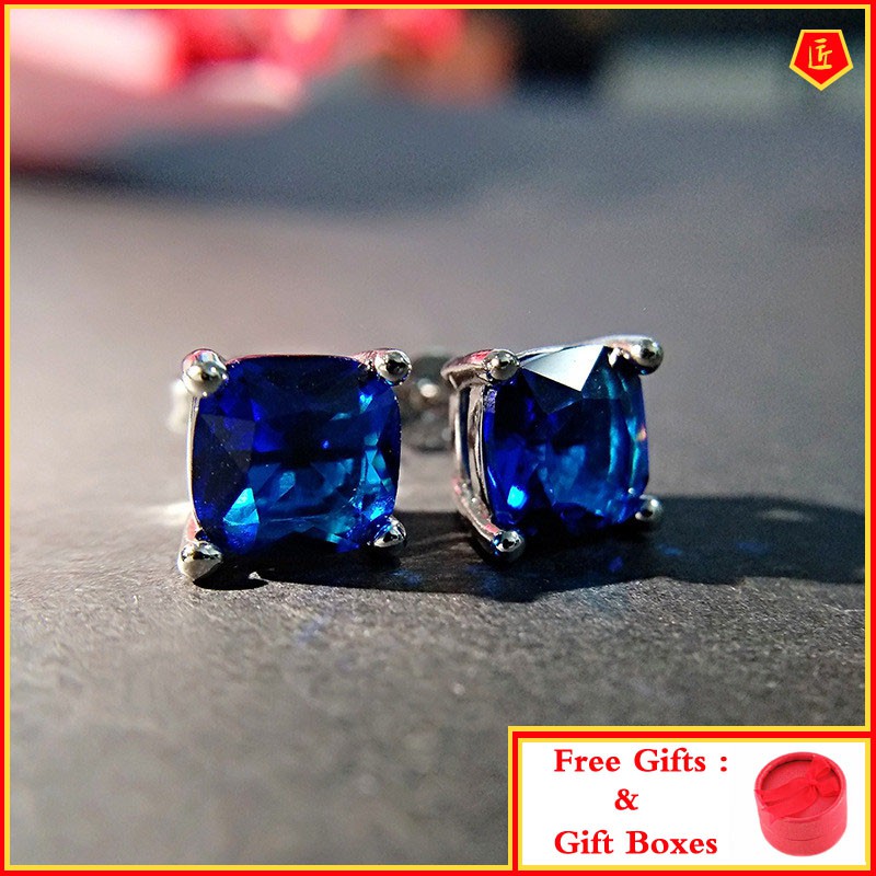 Bông Tai Đính Đá Sapphire Sang Trọng Cho Nữ