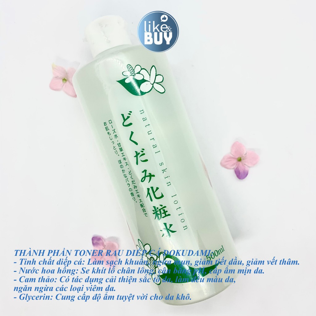 TONER RAU DIẾP CÁ SẠCH KHUẨN, NGỪA MỤN, SE KHÍT CHÂN LÔNG, THANH LỌC THẢI ĐỘC DA DOKUDAMI NATURAL SKIN LOTION - NHẬT BẢN