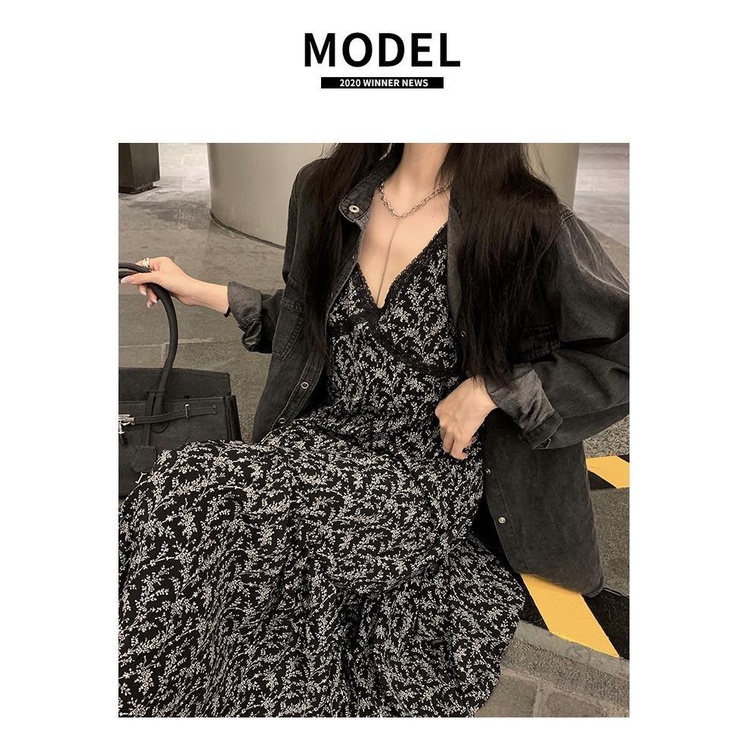 Đầm hoa cổ chữ V nhấn eo phong cách mùa thu 2020 quyến rũ dành cho nữ | BigBuy360 - bigbuy360.vn