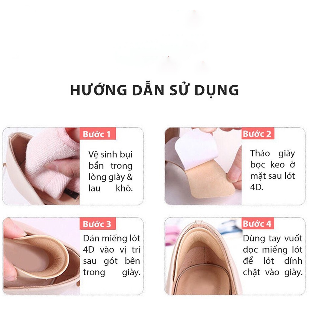 Miếng lót giày 4D siêu êm siêu bền, chống trầy xước và chống tuột gót chân | Phụ kiện giày GURI LG02