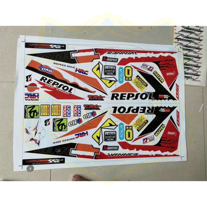 ( Quí khách vui lòng mang ra tiệm cho thợ dán ) Tem winner repsol trắng