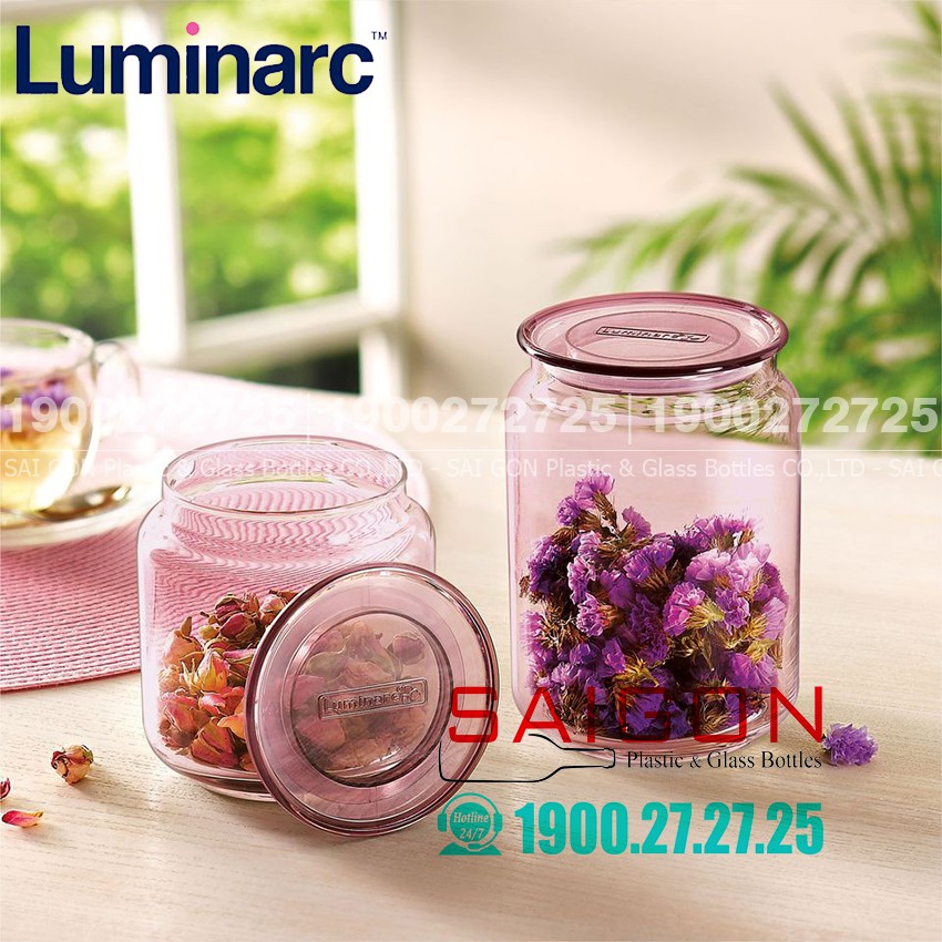 Hũ Gia Vị Thủy Tinh Luminarc Rondo Ice Pink 500ml , 750ml , 1000ml | Tùy Chọn Dung Tích