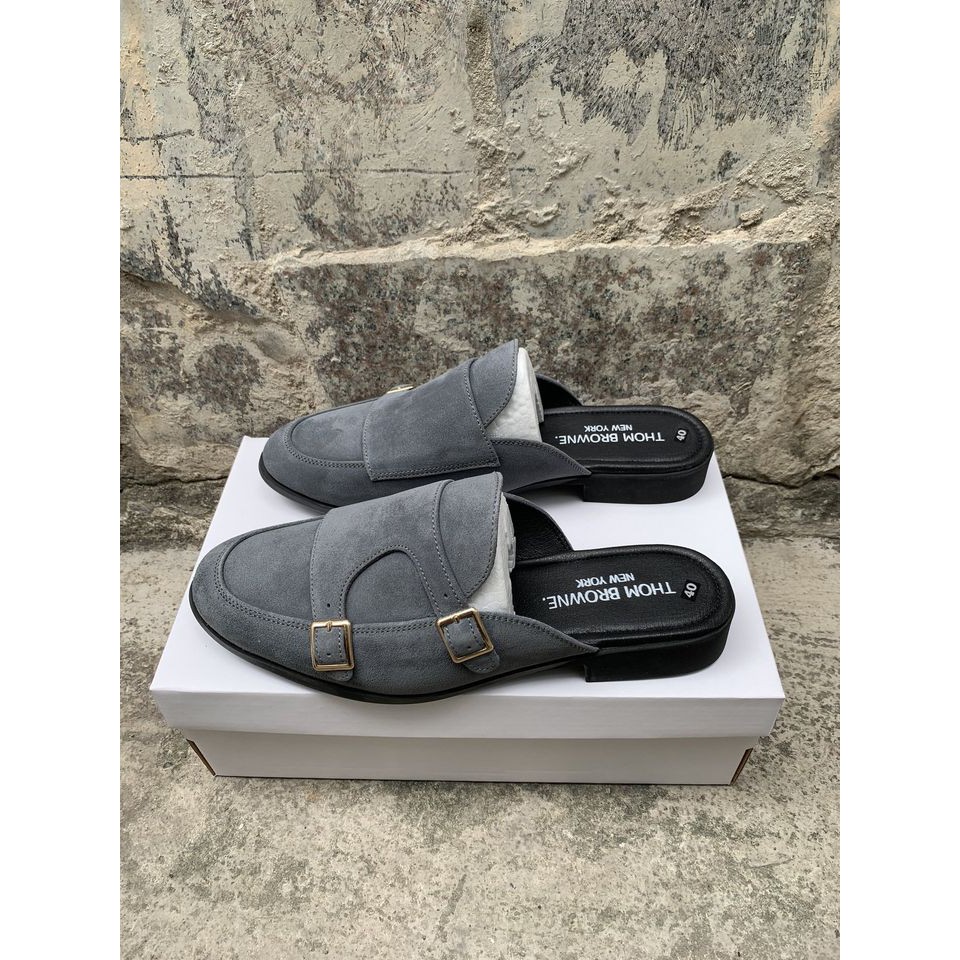 Double Monk Strap Slipper, giày sục nam