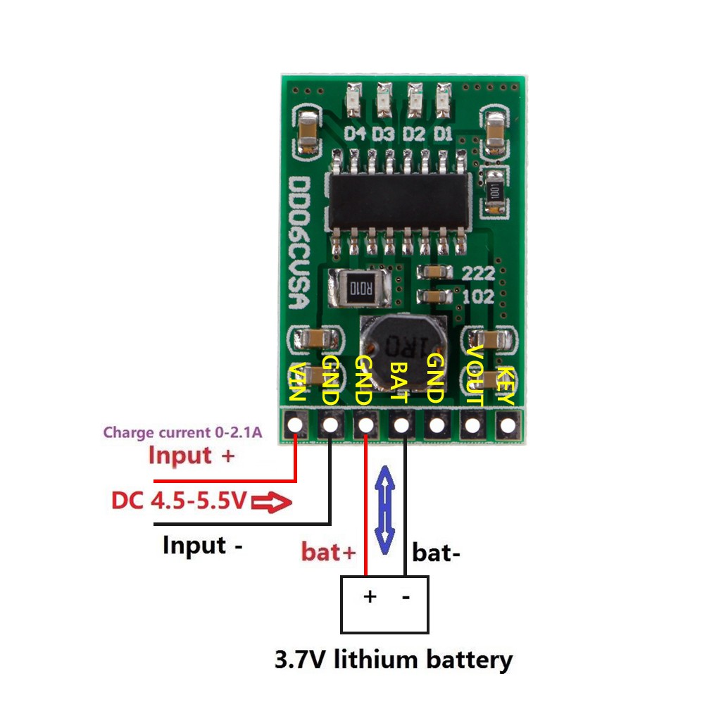 Mô đun pin sạc DC-DC 5V/2.1A 3.7V 4.2V tiện dụng