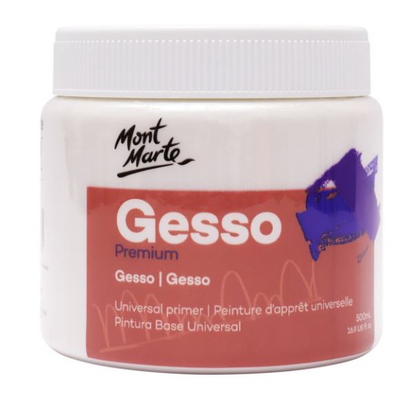 Hũ sơn lót Gesso, màu trắng/đen, Mont Marte, 500ml