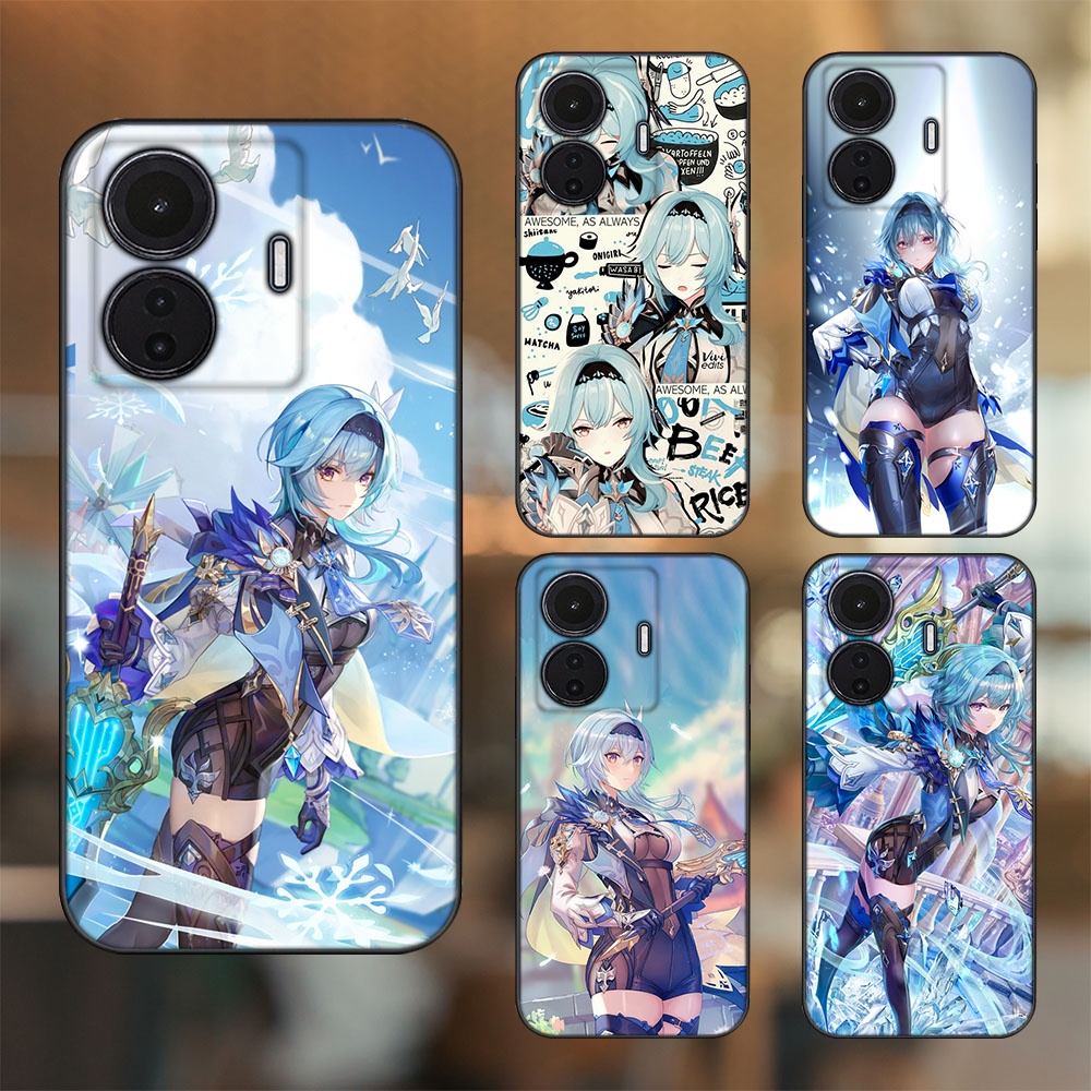 Ốp lưng Vivo T1 5G viền đen in hình Eula Genshin Impact