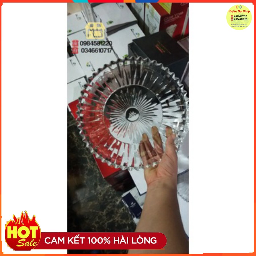Khay thủy tinh pha lê 30cm đựng hoa quả cốc chén