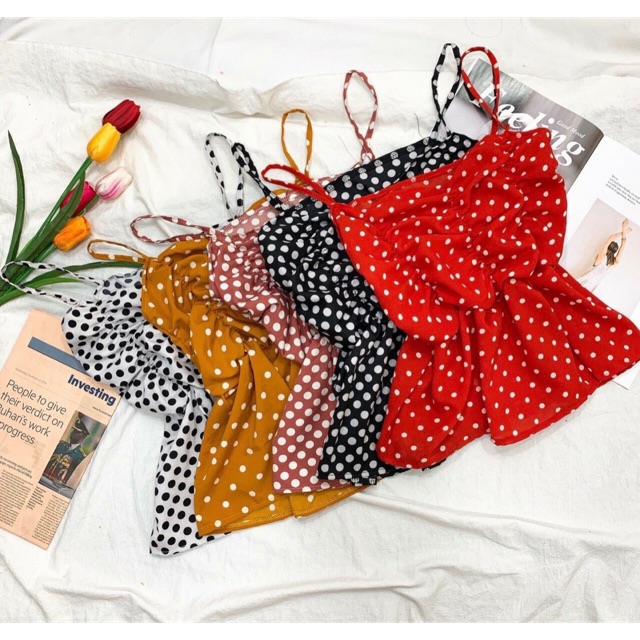 Áo dây lụa chấm bi