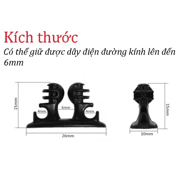 Combo nút giữ dây sạc điện thoại, tai nghe, dây điện đa năng trên ô tô văn phòng gia đình