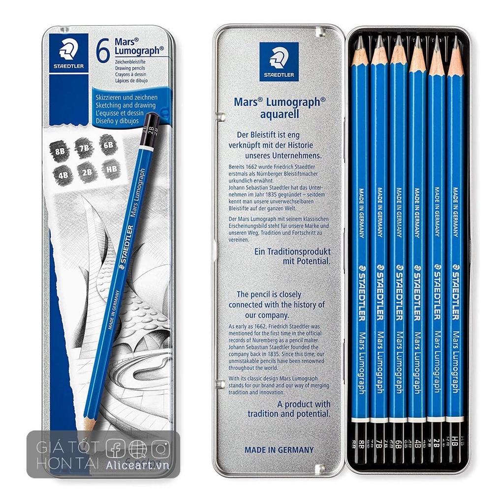 Bút Chì Staedtler Stedler Xanh Blue HB đến 9B - RẺ NHẤT