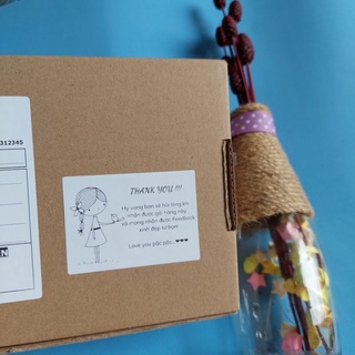 100 tem dán thank you, lời nhắn gửi khách hàng có sẵn keo dán kích thước 7x5cm
