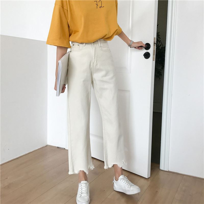 [SẴN] Quần jeans ống rộng nữ lưng cao Ulzzang Quảng Châu QDJ75
