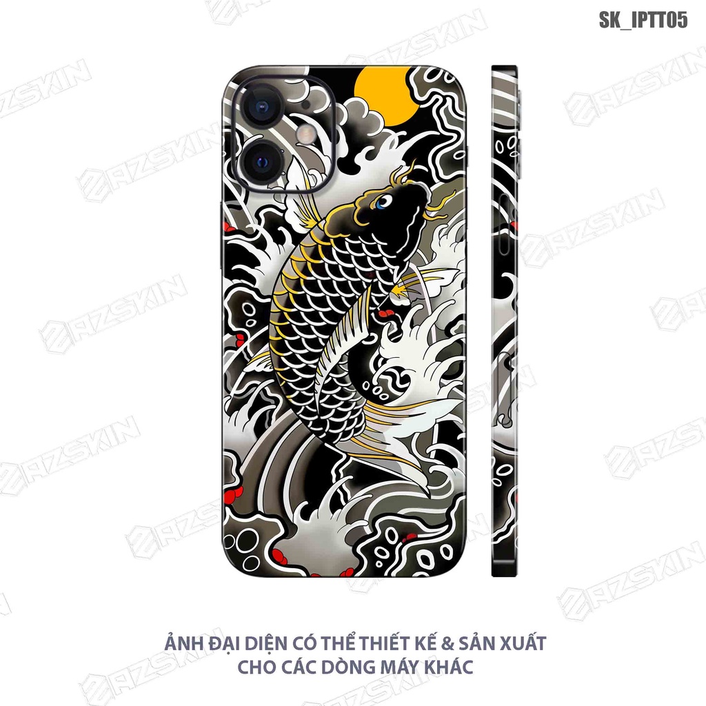 Miếng Dán Skin Cá Chép Tattoo Dành Cho IPhone Series |SK_IPHTT05| Chất Liệu Nhập Khẩu, Khuôn Cắt CNC Dán Full Lưng Viền