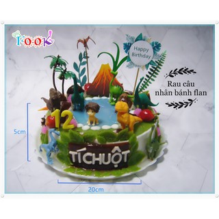 set 12 con khủng long + chân đế gắn phụ kiện 2cm dùng trang trí bánh