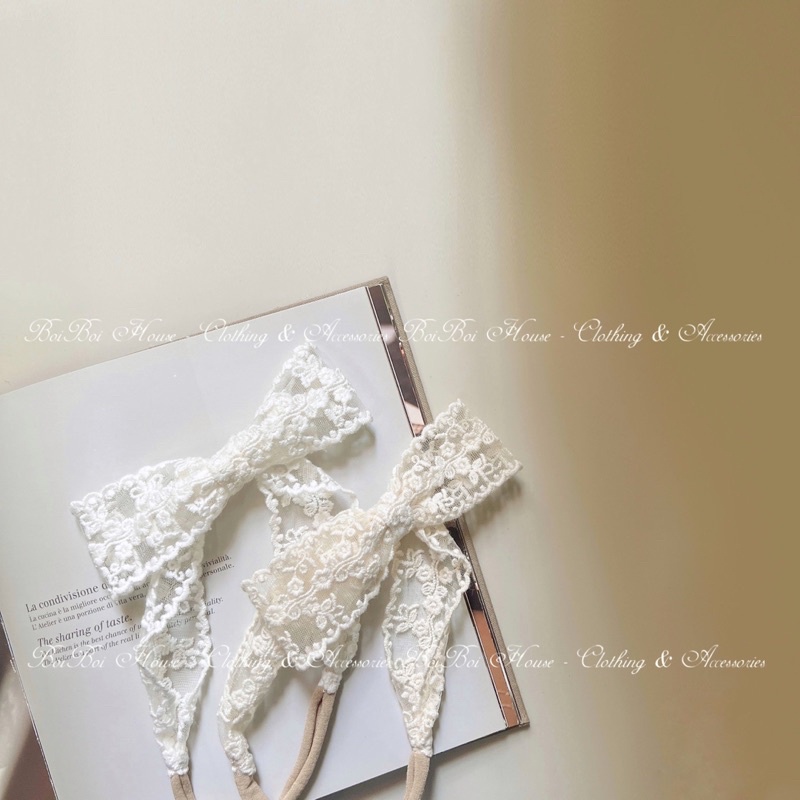 Turban, băng đô nơ hoa ren thiết kế style Hàn cho bé