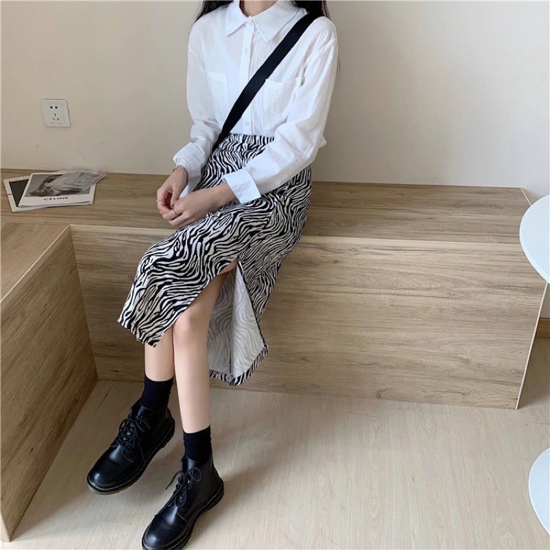 Chân Váy Dài Nữ Hoạ Tiết Ngựa Vằn Cạp Cao Xẻ Tà Ullzang | BigBuy360 - bigbuy360.vn