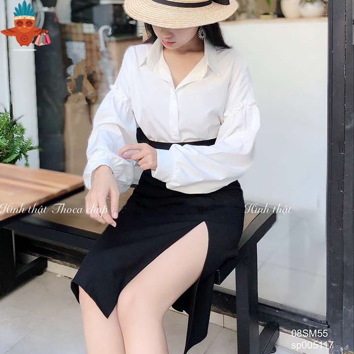Chân váy midi đen xẻ tà lưng cao THOCA HOUSE sang chảnh, 3 size phù hợp đi chơi, đi làm cho các nàng | BigBuy360 - bigbuy360.vn