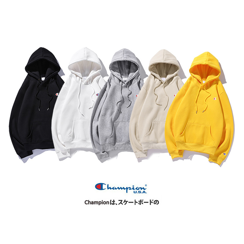 Áo hoodie Champion lót nhung cotton ngoại cỡ thêu chữ thời trang cho nam nữ