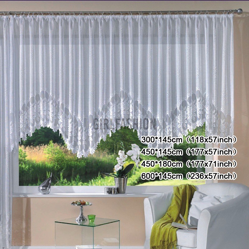 4 Sizes Romantic Style Knitted Jacquard Arch Curtain Half Shading Lace Curtain