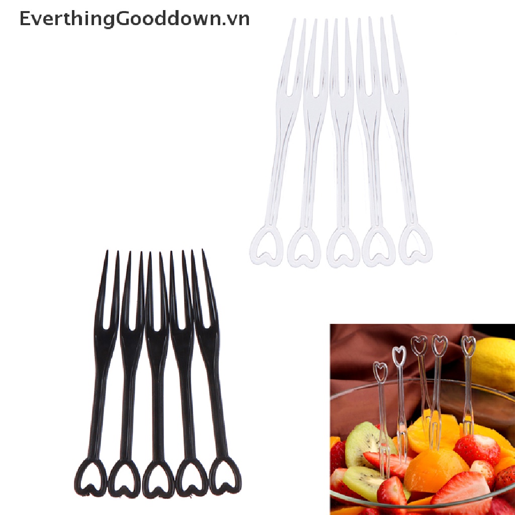 Everthinggoodingdown 100 Nĩa Ăn Trái Cây / Thức Ăn Bằng Nhựa Trong Suốt