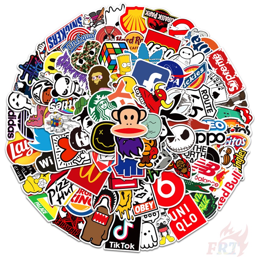 100Pcs/Set ❉ Fashion Brand Logo Mixed Cool HipHop Graffiti Stickers ❉ Waterproof DIY Fashion Decals Doodle Stickers