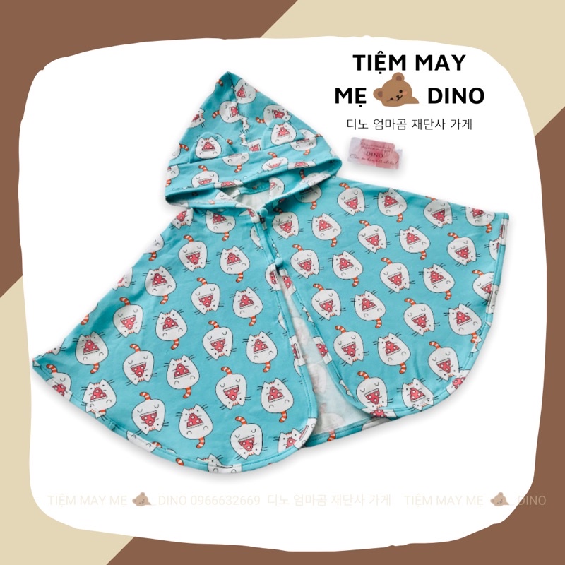Áo choàng chống nắng cho bé cotton dáng cánh dơi DINO