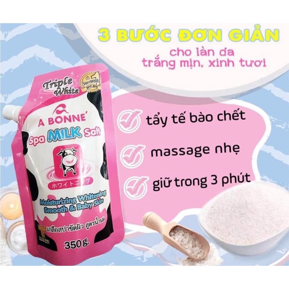 [Nội Địa Thái] Muối tắm sữa bò tẩy tế bào chết A Bonne Spa Milk Salt 350gr Thái Lan Siêu Hot
