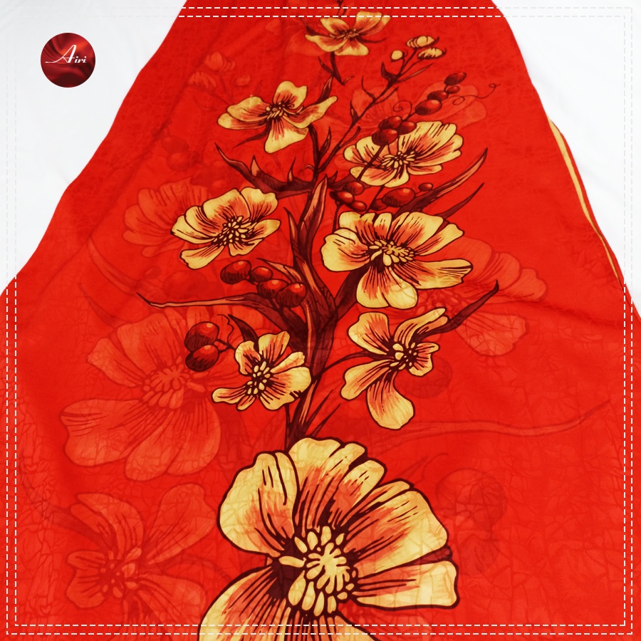 Áo dài đỏ lụa Đông Hưng vân nổi cao cấp, họa tiết hoa - Áo Dài Airi