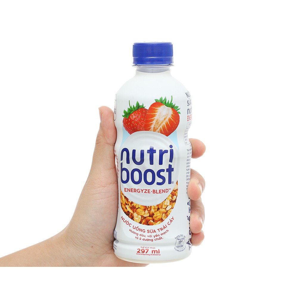 Thùng 24 Chai Sữa NutriBoost Hương Dâu 297ml/chai- Sữa trái cây giải khát- Thức uống dinh dưỡng - Cho ngày dài năng động