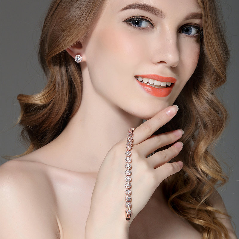 Khuyên tai Bamoer JIE054 đính đá zircon dạng hạt tròn 10 màu vàng phong cách lãng mạn cho nữ
