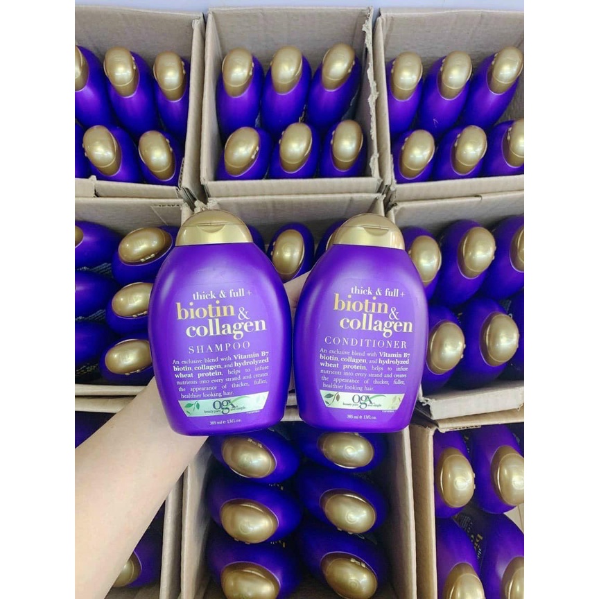 Dầu gội xả OGX Thick &amp; full + biotin &amp; collagen 385ml Đức