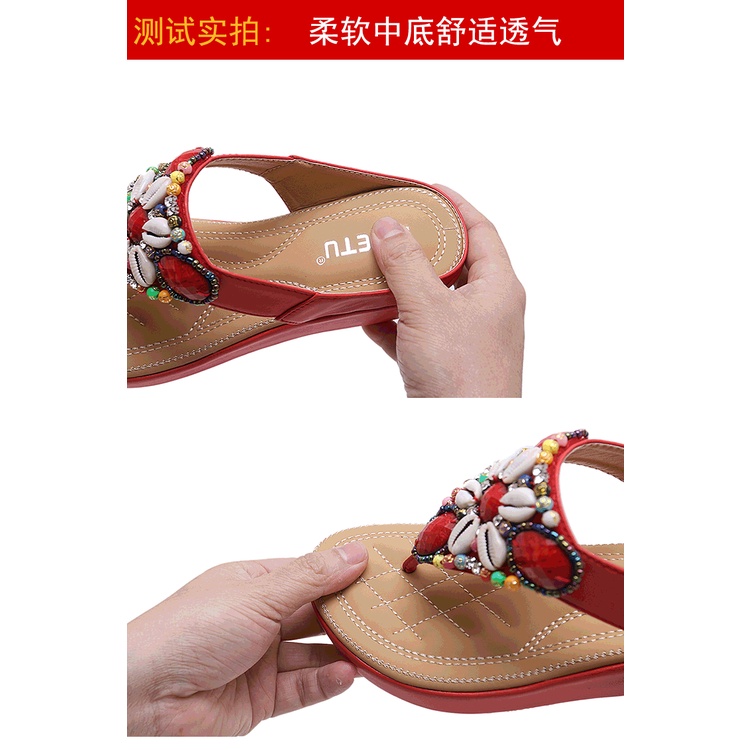Giày Sandal Đế Xuồng Size Lớn Phong Cách Dân Tộc Thời Trang Cho Nữ