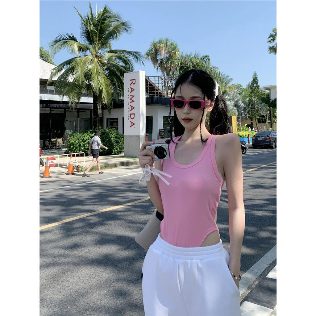 Cocory vn Áo Tank Top Cổ Thấp Dáng Ôm Phong Cách Mỹ Thời Trang Mùa Hè Quyến Rũ Cho Nữ