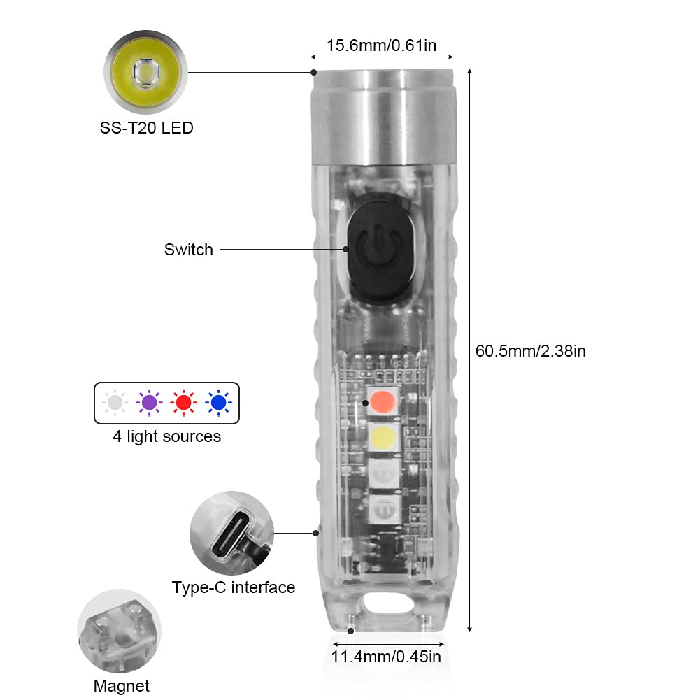 Đèn Pin LED Mini S11 M300 Siêu Sáng Chống Nước Đa Chức Năng Sạc USB Tiện Dụng