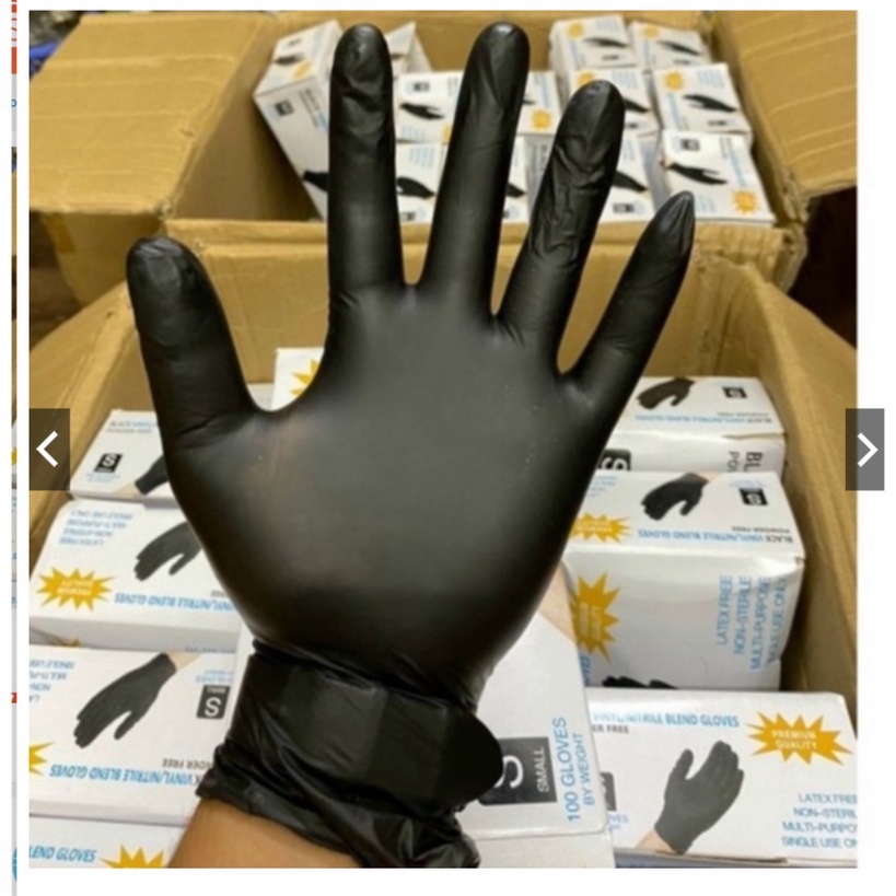 Găng Tay Đen Không Bột 100 Chiếc - Dùng nặn mụn - Cho SPA Thẩm Mỹ Viện