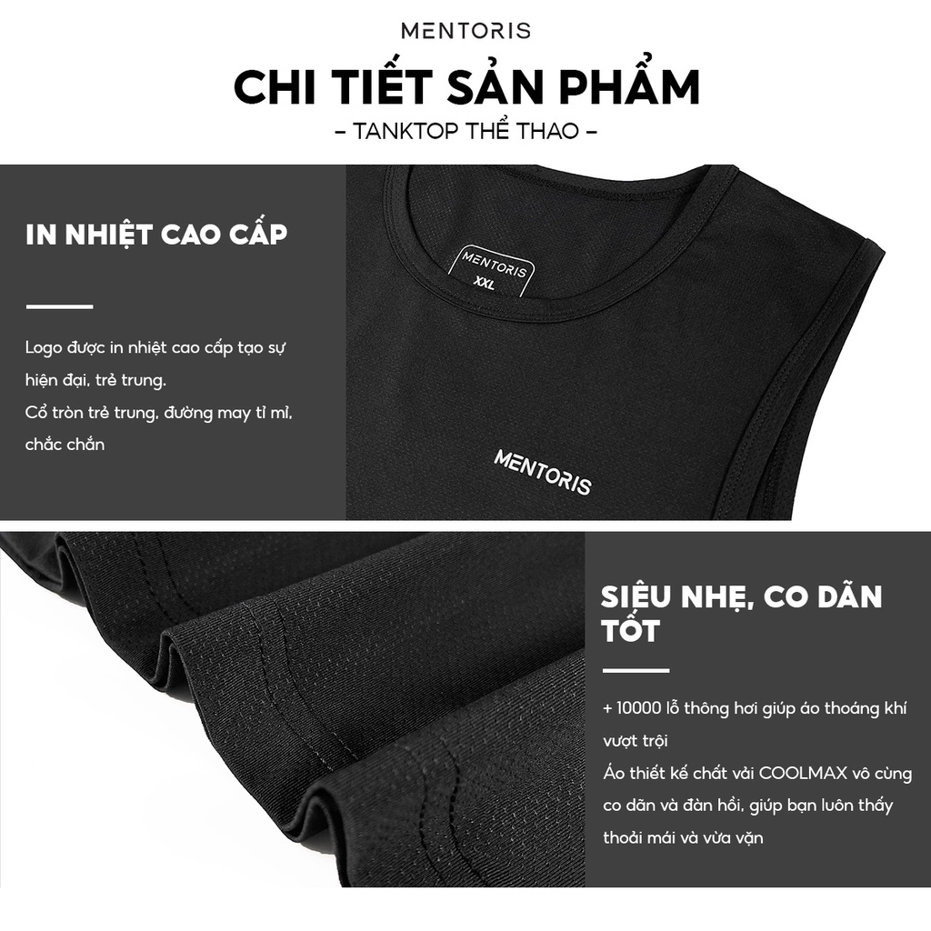 Áo ba lỗ MENTORIS Dáng Thể Thao Chất Vải Co Giãn Mềm Mịn Thấm Hút Mồ Hôi Phù Hợp Tập Gym Nhiều Màu Dễ Mặc MTT2201