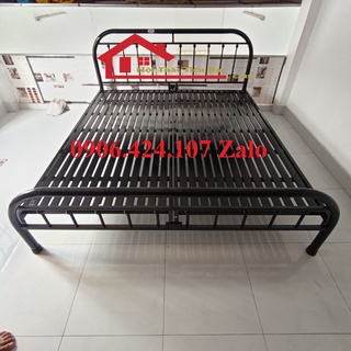 Giường Sắt Kiểu Bi, Lưới Đen 1M2,1M4,1M6,1M8 Dài 2M Bao Ship Và Lắp Ráp HCM Mới 100%