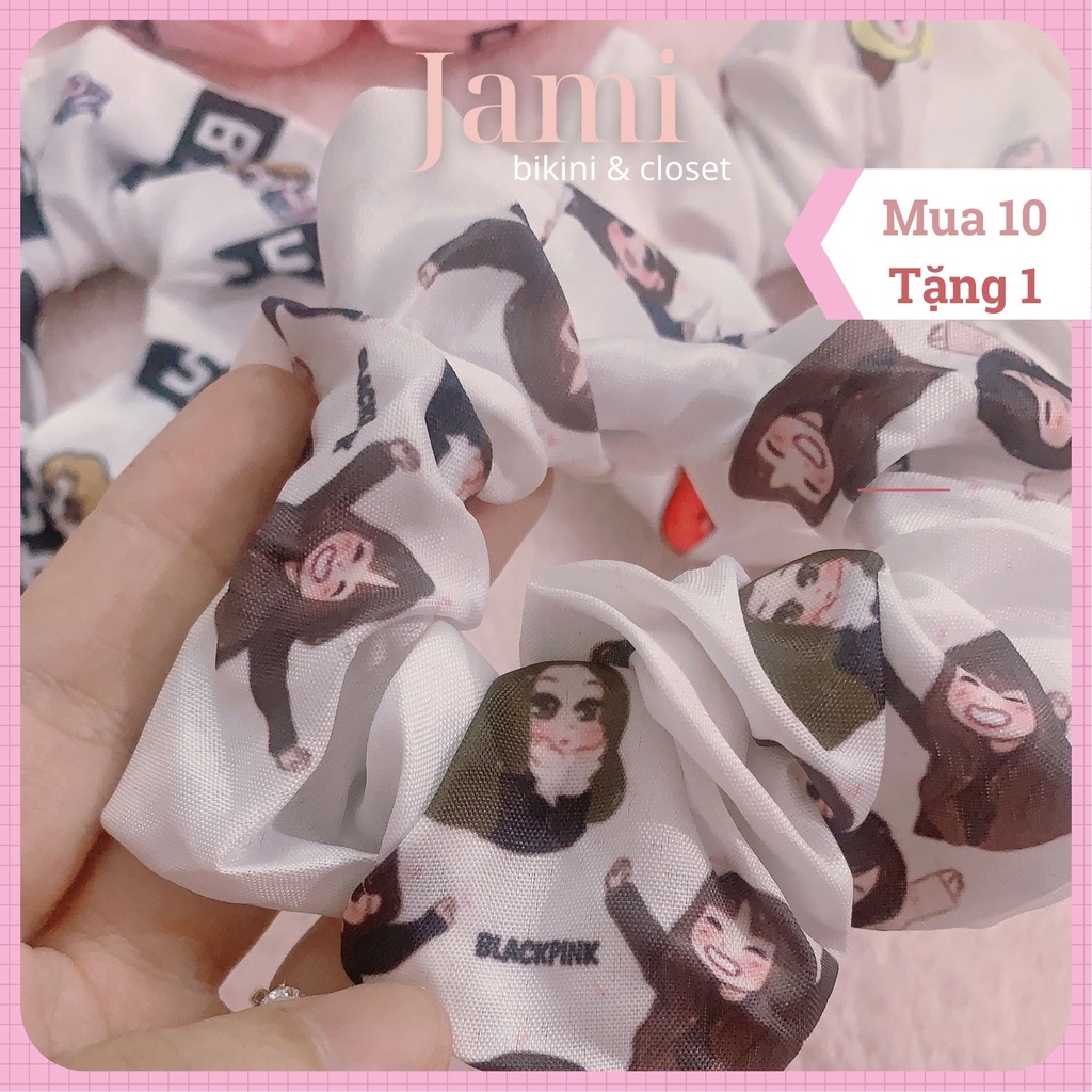 Dây cột tóc, chun cột tóc, Scruchies BTS Black Pink Kpop 12cm Sĩ giá rẻ 1k freeship