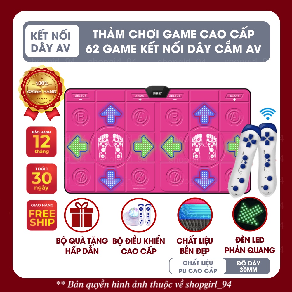(CHÍNH HÃNG) Thảm game cao cấp LED cổng AV: nhảy audition, hoa quả, yoga, chạy bộ....(kết nối TV, máy tính) chất liệu PU