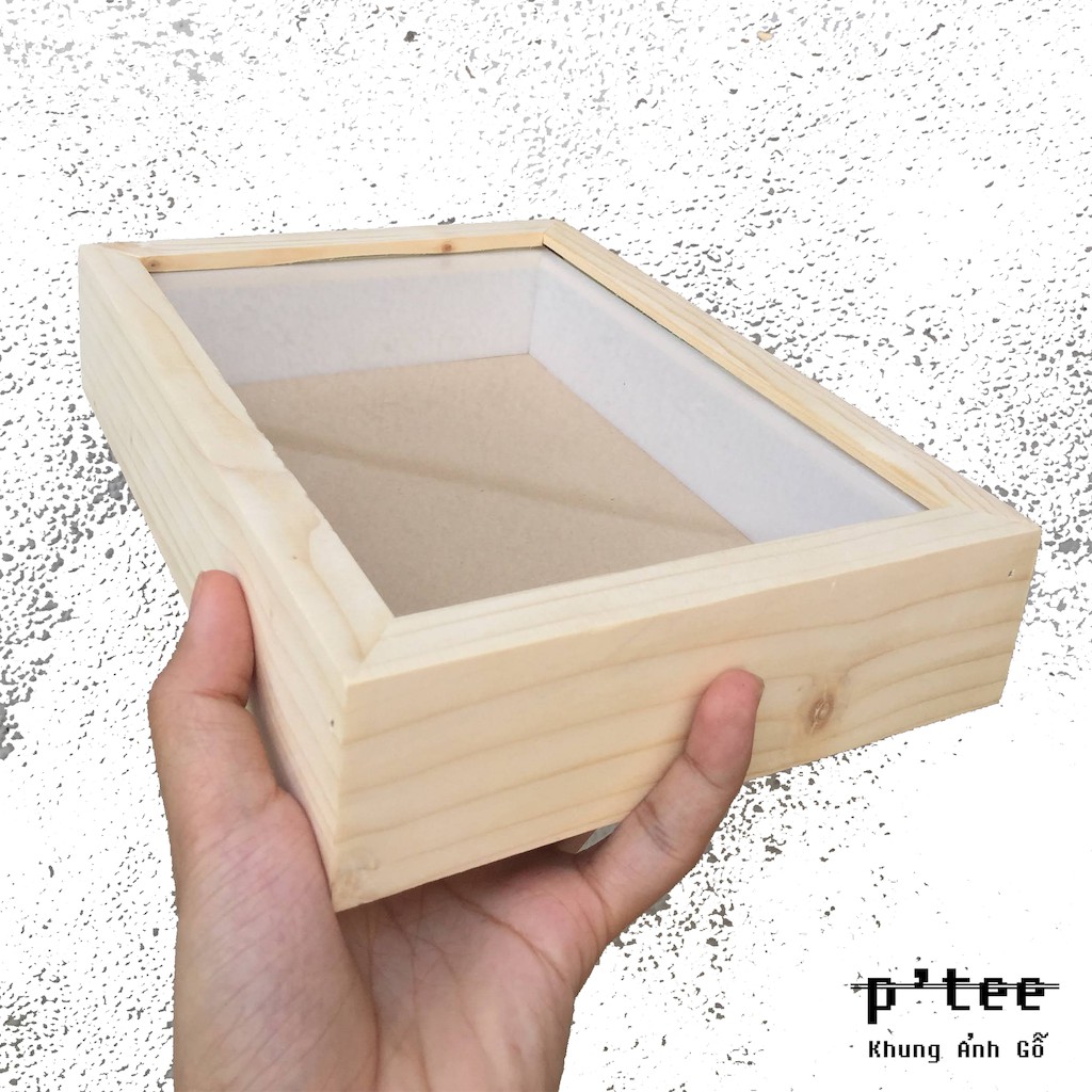 Khung ảnh gỗ Box-2 15x21 A5 - Khung hình gỗ thông trang trí handmade - Wooden Frame by Tiệm Khung P'Tee