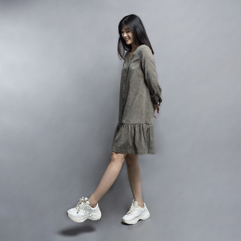 Váy nhung nữ SAYME đầm nhung tăm cổ tim đuôi cá cổ điển WCDR0036