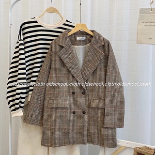 BLAZER DẠ GAI CARO 6 NÚT (ảnh thật / có sẵn)