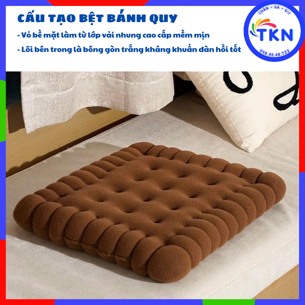 Đệm ngồi bệt , đệm lót ghế hình bánh quy đệm decor chất liệu nỉ nhung mềm mịn nhập khẩu hình bánh ngộ nghĩnh đáng yêu