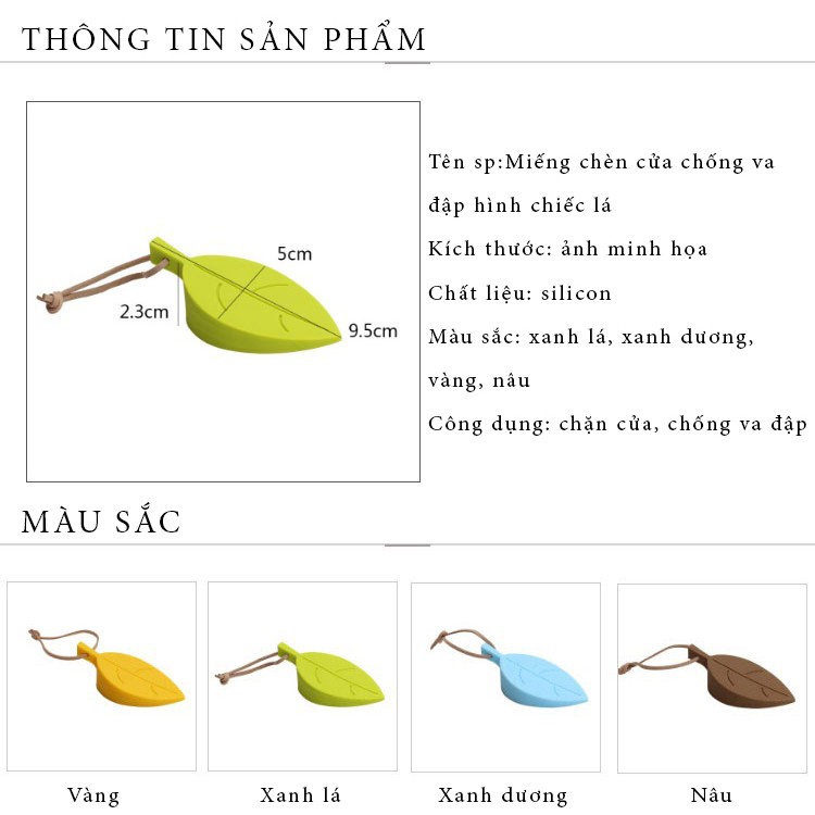 Miếng chèn cửa tránh va đập hình chiếc lá – miếng chặn cửa an toàn cho gia đình