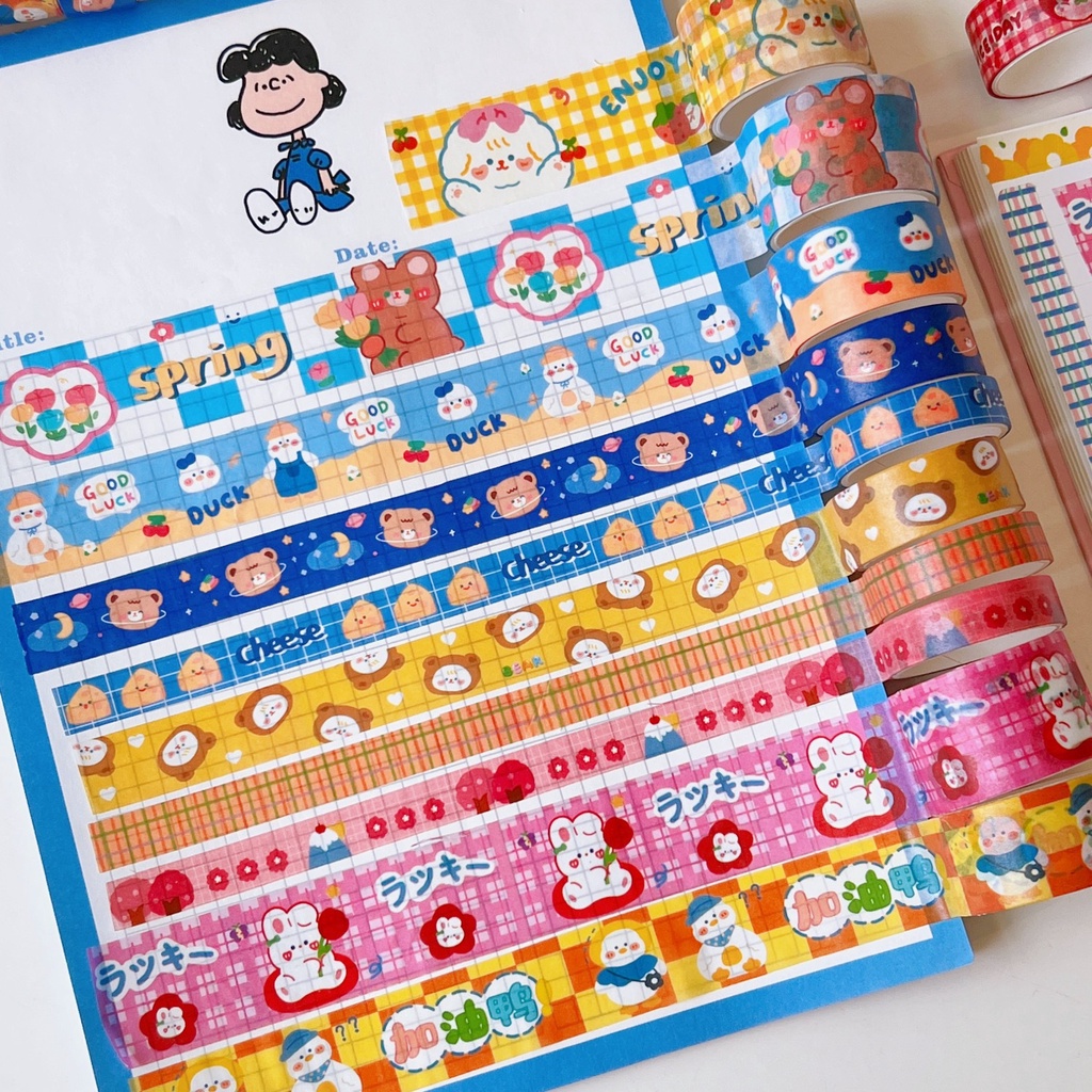 Set 5 Cuộn Băng Keo Washi Tape Nhiều Kích Cỡ