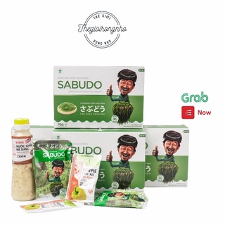 Rong nho Sabudo tách nước và rong nho tách nước Umibudo nở ra rong nho tươi ngon giòn, rong nho tặng kèm sốt mè rang